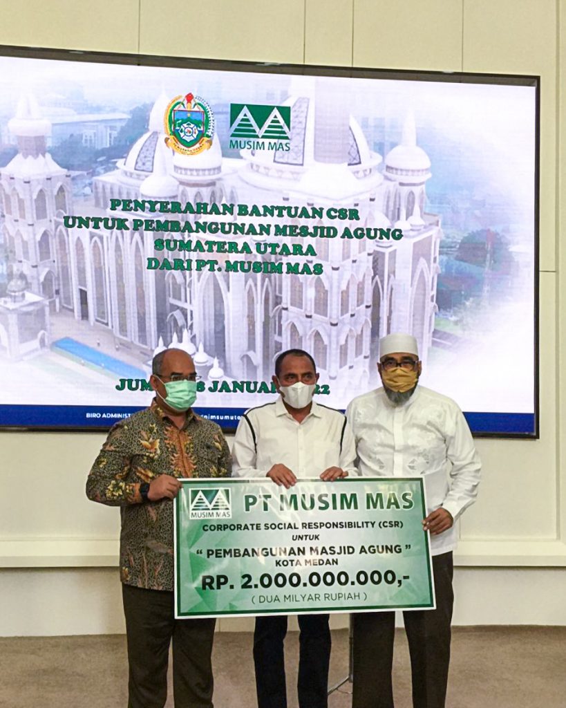 Musim Mas Donates IDR 2 Billion (SGD $187k) to Renovate Grand Mosque of Medan