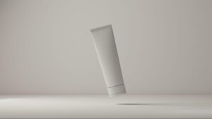 skincare product in grey packaging